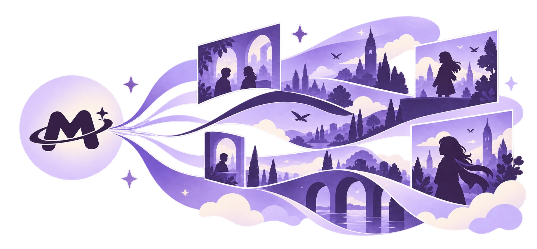 One idea branching into a connected ribbon of stories and worlds